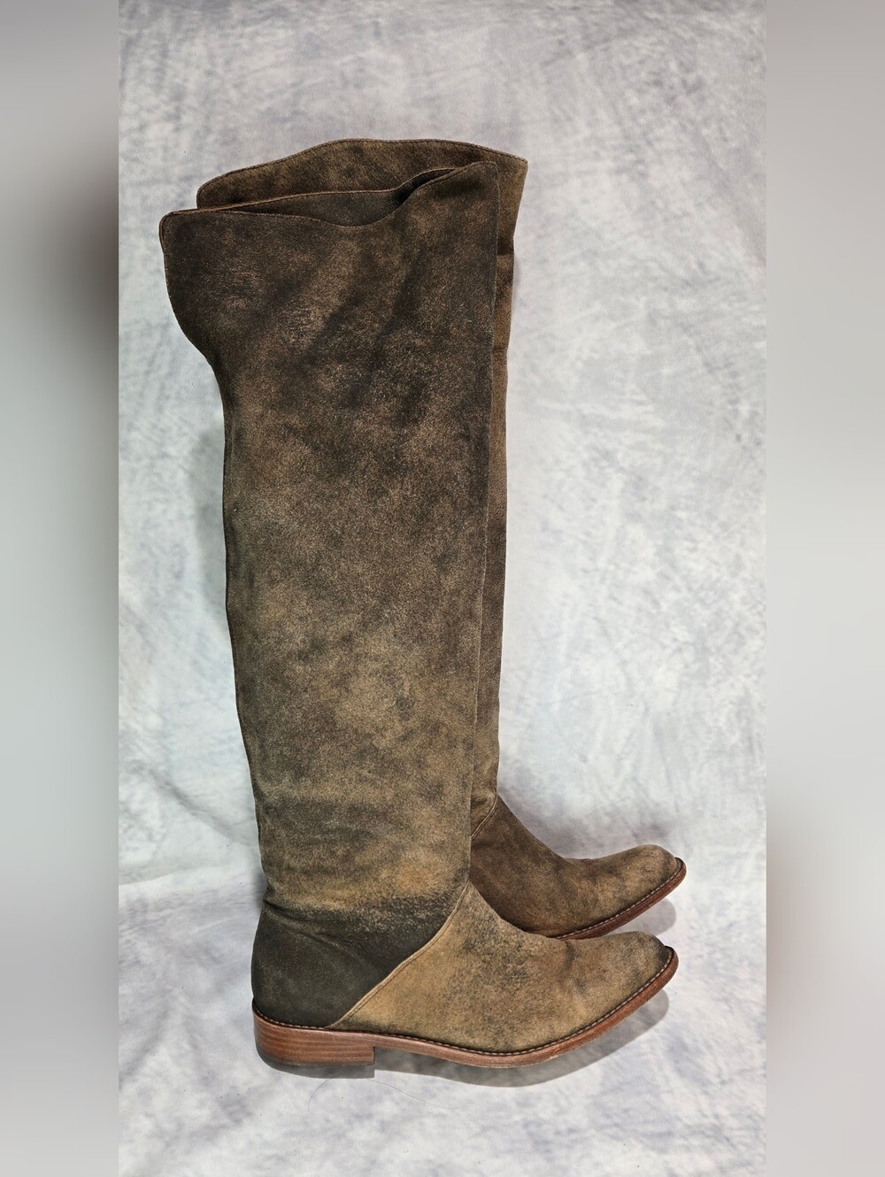 Gee Wawa Ellie Soft Leather Distressed Brown Knee High Boots Shoes Women's 7
